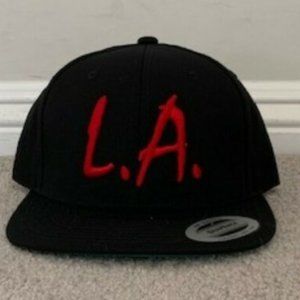 XYZ "LA" NWA Hip Hop Street Classic Snapback Baseball Cap, Black w/ Red Logo